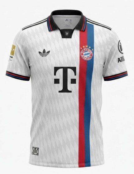 Camisa Bayern de Munique 2026/27 Polo - Torcedor Masculina - Branca - Vermelha - Azul