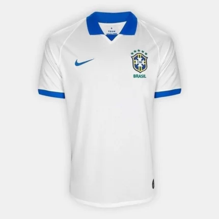 Camisa Brasil 2019/20 - Retrô Masculina - Branca - Azul