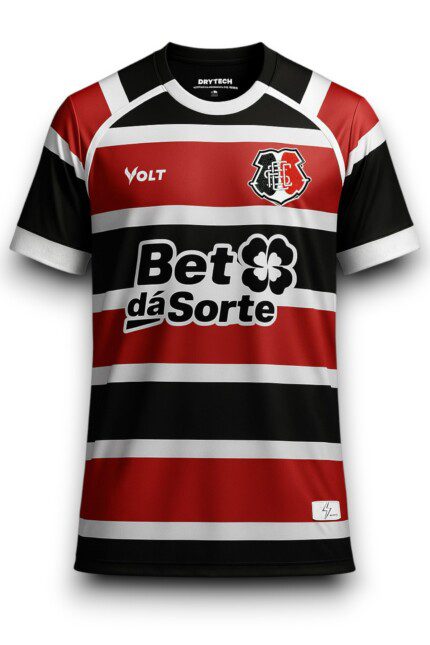Camisa Santa Cruz 2024/25 Bet dá Sorte - Torcedor Masculina - Branca Coral Preta Vermelha Tricolor Volt