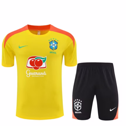 Kit Brasil 2025/26 Camisa e Shorts de Treino - Amarela - Preta