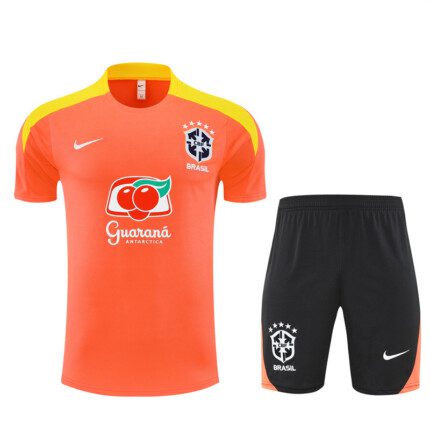 Kit Brasil 2025/26 Camisa e Short Treino - Masculino - Preto - Laranja