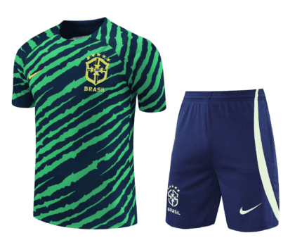 Kit Brasil 2022/23 Camisa e Shorts de Treino - Retrô - Verde - Preta