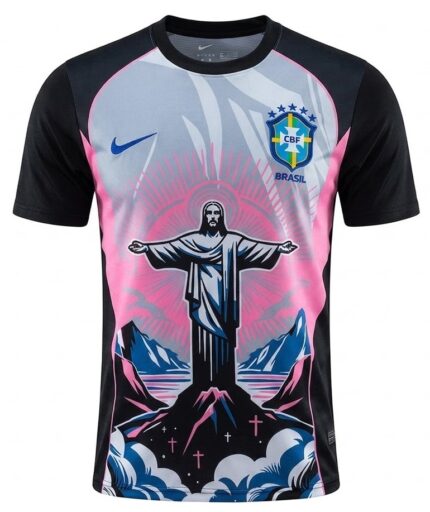 Camisa Brasil 2026/27 Cristo Redentor - Torcedor Masculina - Rosa - Preta - Cinza