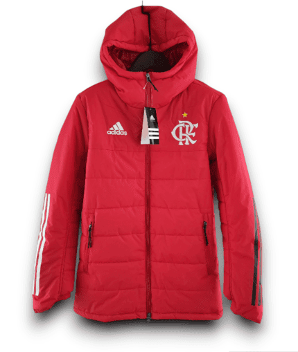 Jaqueta Capuz Flamengo 2022 Puffer - Retrô - Vermelho