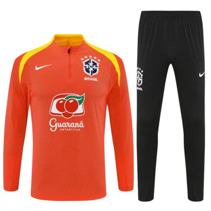 Conjunto Brasil 2026/27 Blusão e Calça de Treino - Amarelo - Laranja - Preto