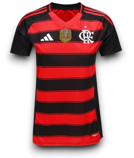 Camisa Flamengo 2025/26 Patch Campeão Copa Do Brasil - Torcedor Feminina - Vermelha Preta (Rubro-Negra)