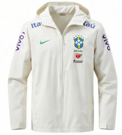 Jaqueta Cortavento Brasil 2026/27 - Masculina - Branca - Off-White