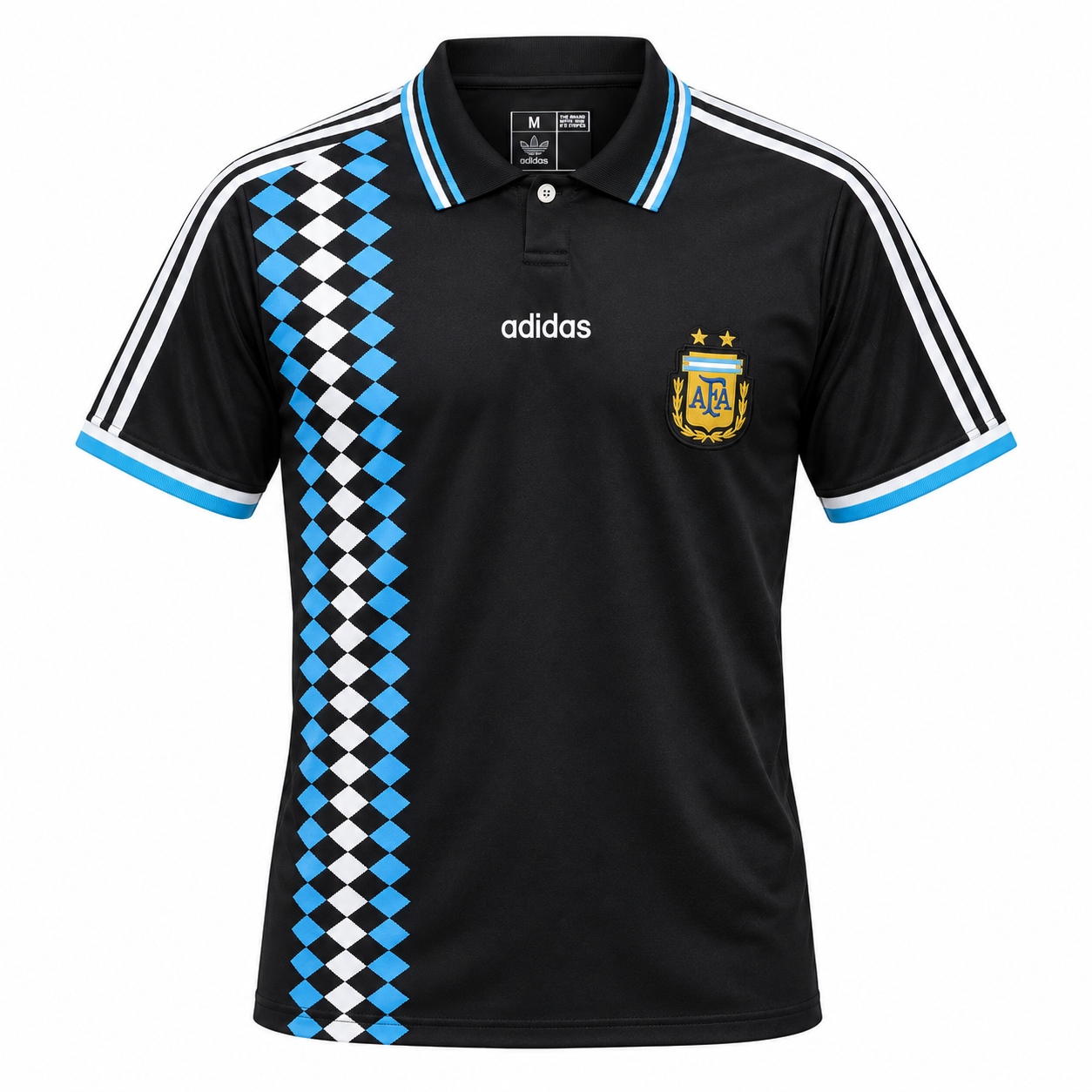 Camisa_Argentina_1994_Polo_Third_III_Retrô_Masculina_Preta_Azul_Branca