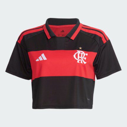 Camisa Cropped Flamengo 2026/27 - Torcedor Feminina - Vermelha Preta (Rubro-Negra)