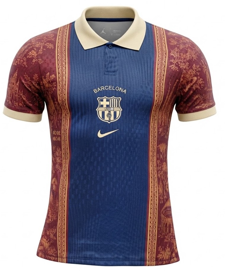 Camisa_FC_Barcelona_202627_Conceitual_Polo _Jogador_Masculina_Azul_Bege_Vinho