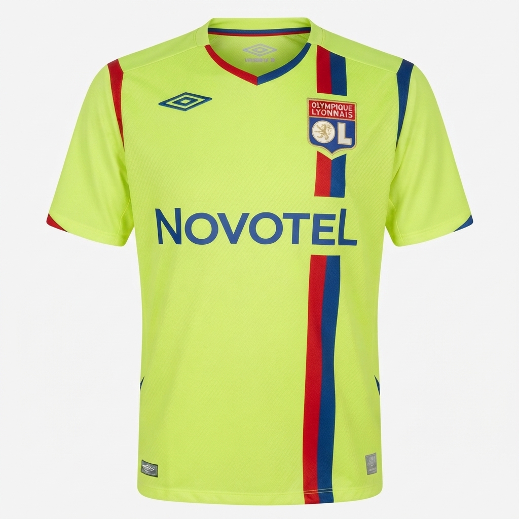 Camisa_Olympique_Lyonnais_(Lyon)_200809_Retrô_Masculina_Away_II_Verde_Vermelha_Azul
