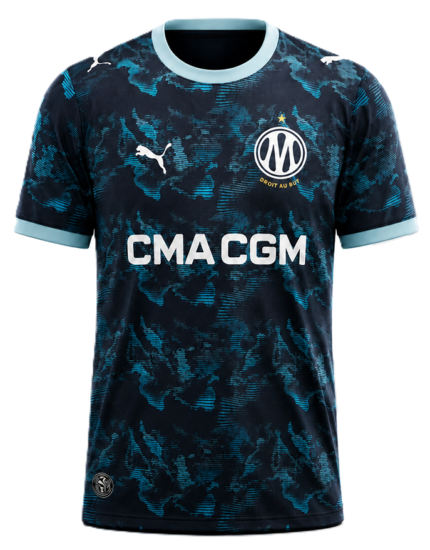 Camisa Olympique de Marseille 2026/27 Away II - Torcedor Masculina - Azul - Preta