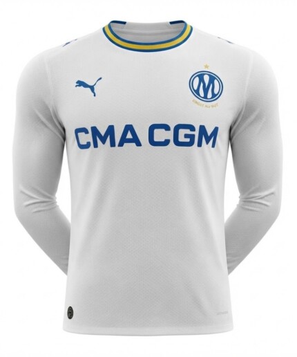 Camisa Olympique de Marseille 2026/27 Home I Manga Longa - Jogador Masculina - Branca