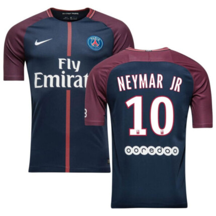 Camisa Paris Saint Germain (PSG) 2017/18 Home I (#10/ Neymar) - Retrô Masculina - Azul - Vinho
