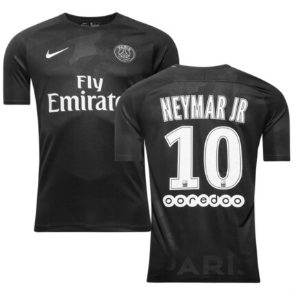 Camisa Paris Saint Germain (PSG) 2017/18 Third III (#10/ Neymar) - Retrô Masculina - Preta