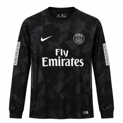 Camisa Paris Saint Germain (PSG) 2017/18 Third III Manga Longa - Retrô Masculina - Preta