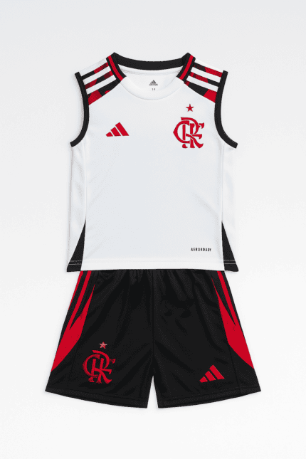 Kit Infantil Flamengo 2025/26 Treino - Branco Preto