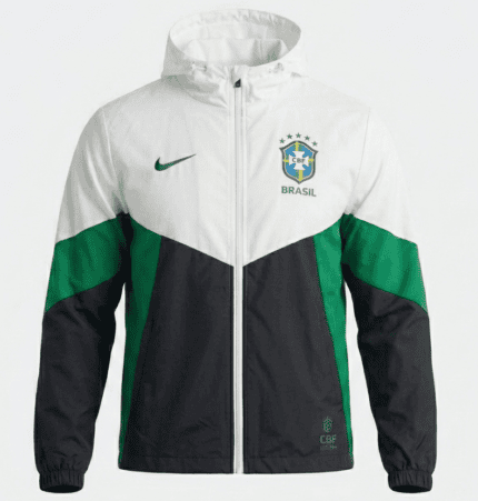 Jaqueta Cortavento Brasil 2026/27 - Masculina - Branca - Preta - Verde