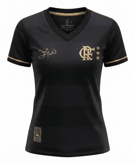 Camisa Flamengo 2025/26 Volta Zico - Torcedor Feminina - Preta Dourada