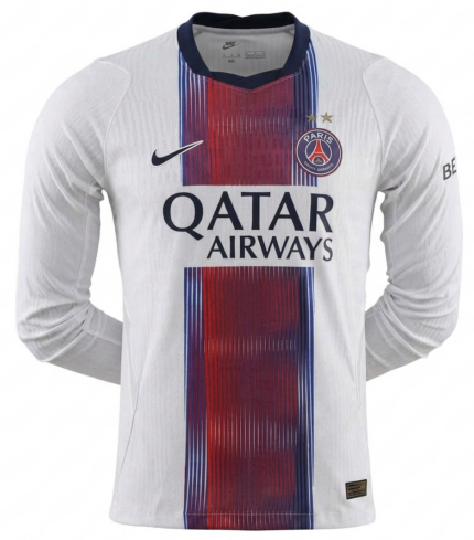 Camisa Paris Saint Germain (PSG) 2026/27 - Manga Longa - Jogador Masculina - Branca Vermelha Azul