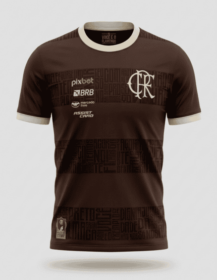 Camisa Flamengo 2024/25 Identidade (Patrocínios) - Torcedor Masculina - Marrom