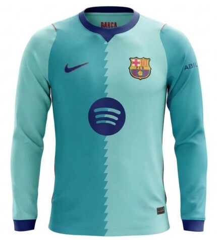 Camisa FC Barcelona 2026/27 - Manga Longa - Torcedor Masculina - Verde Azul