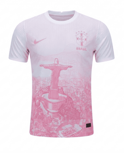 Camisa Brasil 2026/27 Cristo Redentor - Jogador Masculina - Rosa - Branca