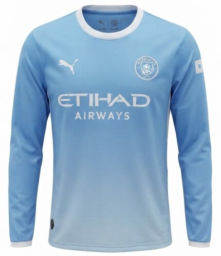 Camisa Manchester City 2026/27 - Manga Longa - Torcedor Masculina - Azul Branca