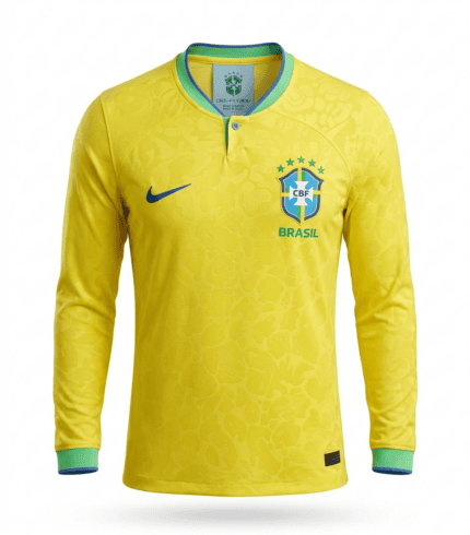 Camisa Brasil 2022/23 Manga Longa - Retrô Masculina - Amarela - Verde
