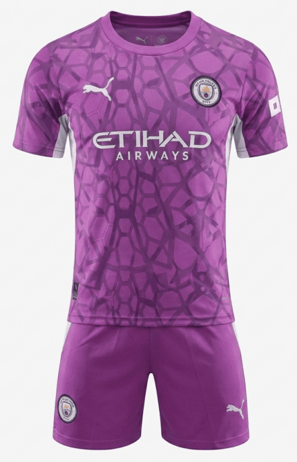 Kit Infantil Manchester City 2026/27 Goleiro - Rosa Lilás