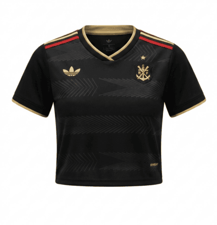 Camisa Cropped Flamengo 2026/27 - Torcedor Feminina - Preta Dourada