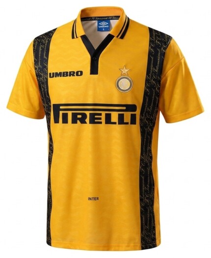 Camisa Inter de Milão 1996/97 - Retrô Masculina - Amarela Preta