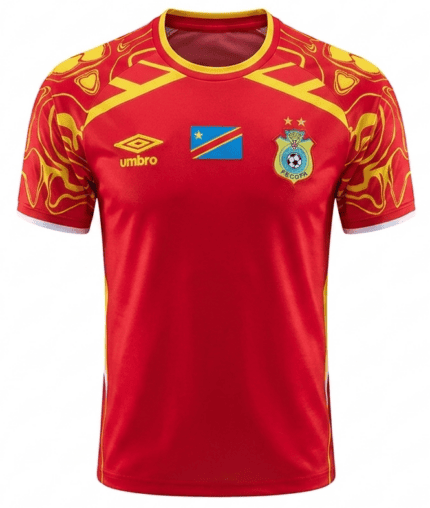 Camisa República Democrática do Congo 2026/27 - Torcedor Masculina - Vermelha Amarela
