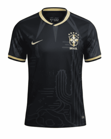 Camisa Brasil 2022 Conceitual - Retrô Masculina - Preta - Dourada