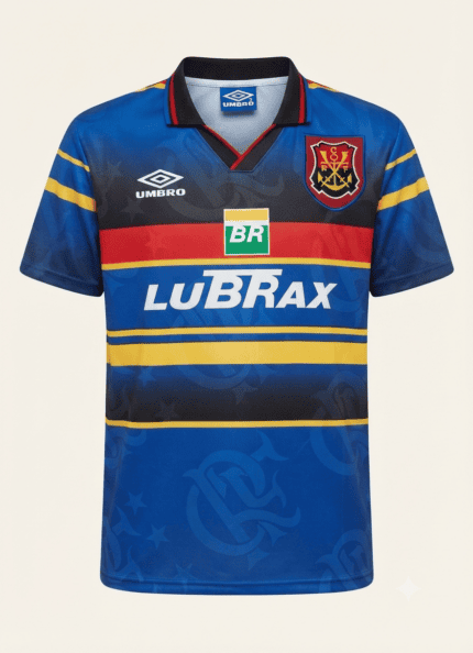 Camisa Flamengo 1995 Third - Retrô Masculina - Azul Preta Vermelha Amarela