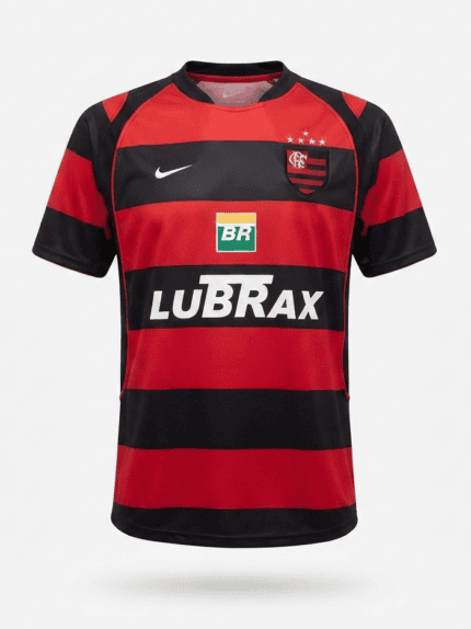Camisa Flamengo 2003/04 Nike - Retrô Masculina - Vermelha Preta (Rubro-Negra)