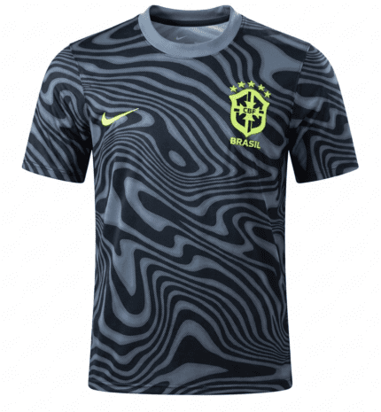 Camisa Brasil 2026/27 Pré-Jogo - Torcedor Masculina - Preta - Cinza