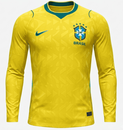 Camisa Brasil 2026/27 Manga Longa - Jogador Masculina - Amarela - Verde
