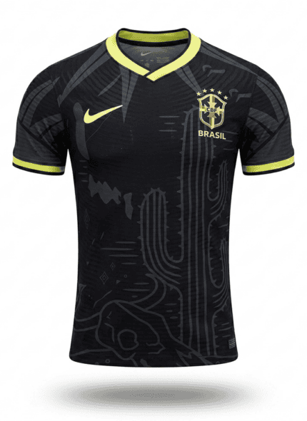 Camisa Brasil 2022 Conceitual - Retrô - Jogador Masculina - Preta - Dourada