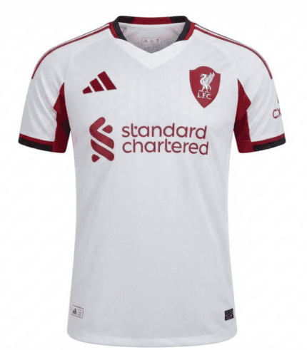 Camisa Liverpool 2025/26 - Jogador Masculina - Vermelha - Bege - Branca