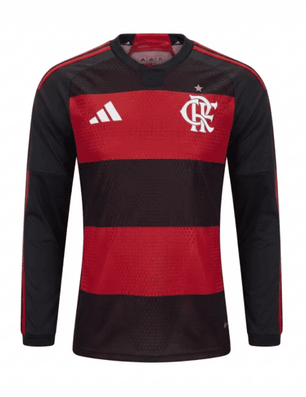 Camisa Flamengo 2026/27 - Manga Longa - Jogador Masculina - Vermelha Preta (Rubro-Negra)