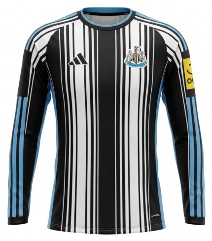 Camisa Newcastle United FC 2026/27 - Manga Longa - Torcedor Masculina - Branca Preta Azul