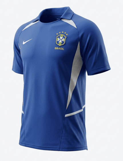 Camisa Brasil 2002 - Retrô Masculina - Azul