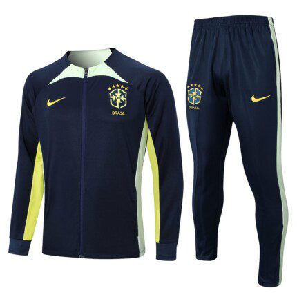 Conjunto Brasil 2023/24 Jaqueta e Calça de Treino - Amarelo - Azul Escuro