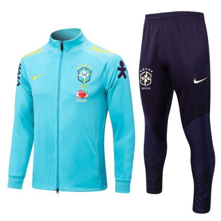 Conjunto Brasil 2022 Jaqueta e Calça de Treino - Retrô - Azul - Preta