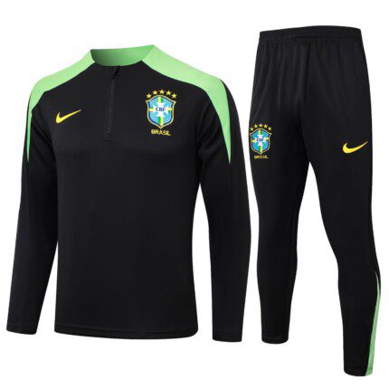 Conjunto Brasil 2024/25 Blusão e Calça de Treino - Verde - Preto