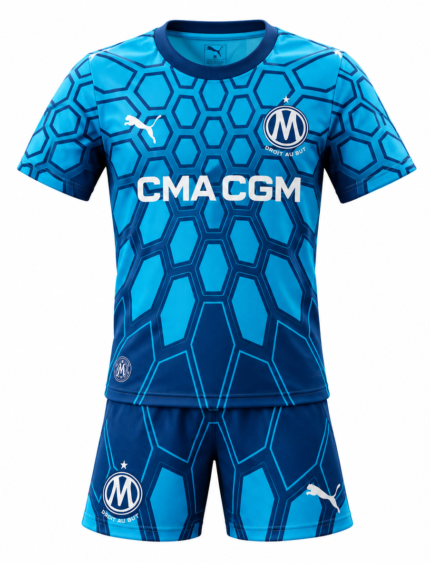 Kit Infantil Olympique de Marseille 2026/27 Goleiro AquaClub - Azul