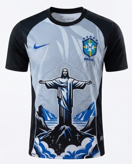 Camisa Brasil 2026/27 Cristo Redentor - Torcedor Masculina - Azul - Preta - Cinza