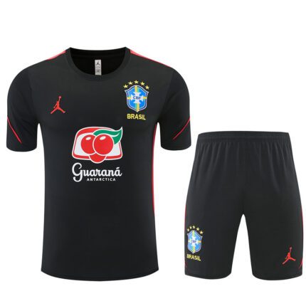 Kit Brasil 2025/26 Camisa e Short Treino - Masculino - Preto - Vermelho