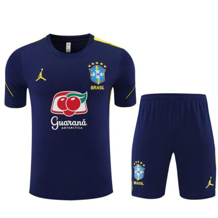Kit Brasil 2026/27 Camisa e Shorts de Treino Jordan - Amarela - Azul Escuro